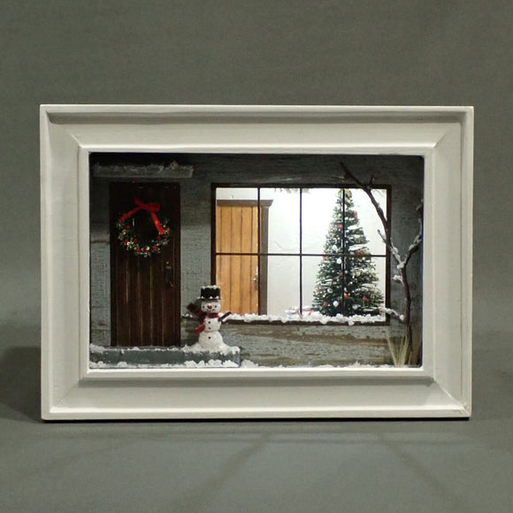白雪皑皑的圣诞节“蓝屋”画框：龟田信子，彩绘，未按比例绘制