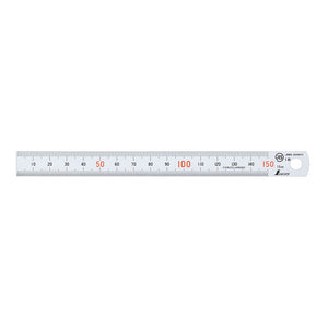 Straight ruler silver 15cm with red numbers JIS : Shinwa Rules 13005