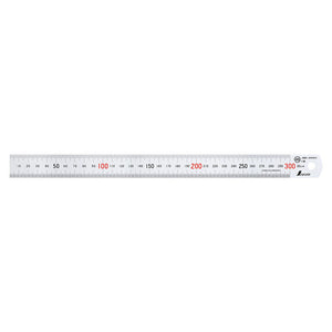 Straight ruler silver 30cm with red numbers JIS : Shinwa Rules Tools 13013