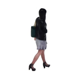 064-00008 Woman walking on the street with a green tote bag under her arm : Tiny Tales - Colored 1:64