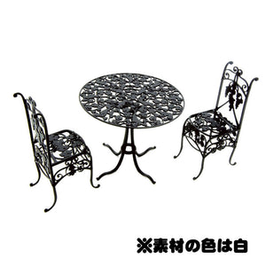 Iron table and 2 chairs (white): Cobani unpainted kit 1:12 IF-004