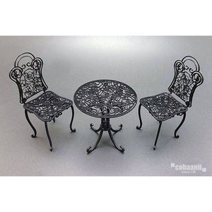 Iron table and chairs (rose design): Cobani unpainted kit 1:12 IF-018