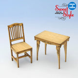 Conjunto escritorio y silla antiguo: Cobani kit sin pintar 1:24 ss-004