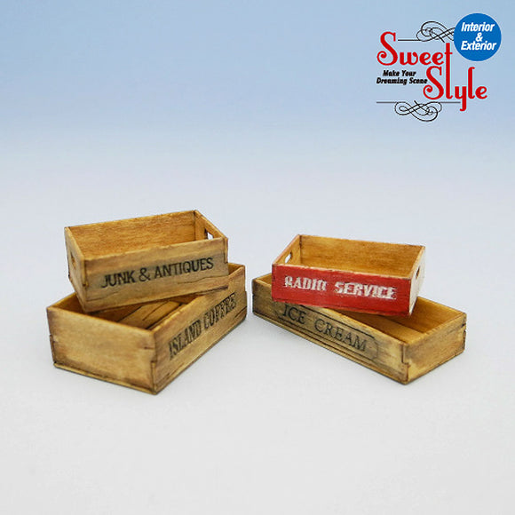 Caja de madera set D - 4 piezas: Kobani kit sin pintar 1:24 ss-013