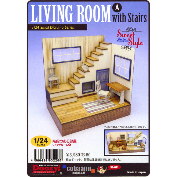 Room with stairs Living room A: Cobani unpainted kit 1:24 ss-021