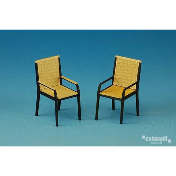 藤椅，2 件：Cobani 未上漆套件 1:24 比例 SS-037