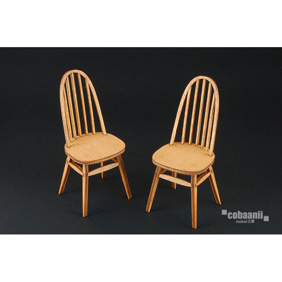 Quaker 椅子，2 件套：Cobani 未上漆套件，1:12 比例 WF-027