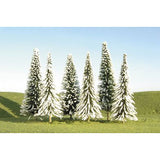 Six snow-covered winter pine trees (Pine) 13-15cm : Bachmann finished, non-scale 32002