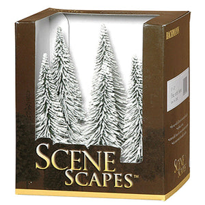 Six snow-covered winter pine trees (Pine) 13-15cm : Bachmann finished, non-scale 32002