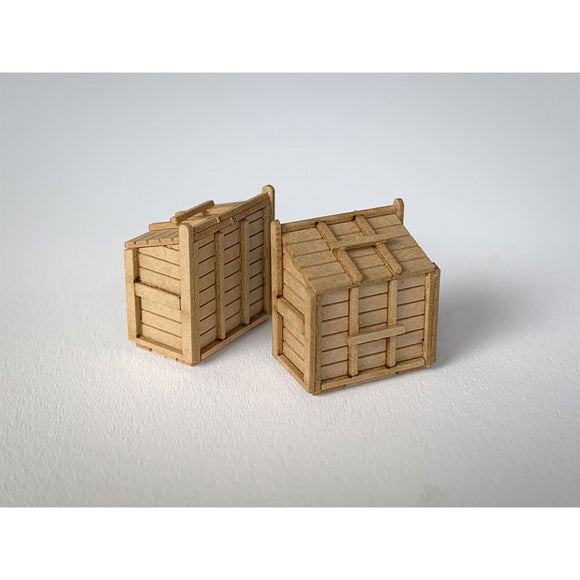 Wooden Trash Can, Set of 2: Baioudou HO (1:80) Pre-Painted Kit AC-010-80C