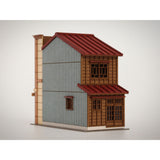 Signboard Architecture of 3 Houses in a Row A Color Ver. :Baioudou N(1:150) Unpainted Kit ST-003-15C