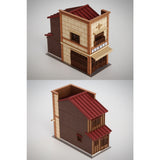 Signboard Architecture of 3 Houses in a Row B Color Ver. :Baioudou N(1:150) Unpainted Kit ST-004-15C