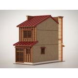 Signboard Architecture of 3 Houses in a Row C Color Ver. :Baioudou N(1:150) Unpainted Kit ST-005-15C