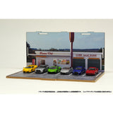 CMDP-064-009 Gas station parking lot (outer dimensions: W 271 x D 168 x H 135 mm) : Hakoniwa Giken, Aassembly required display case 1:64
