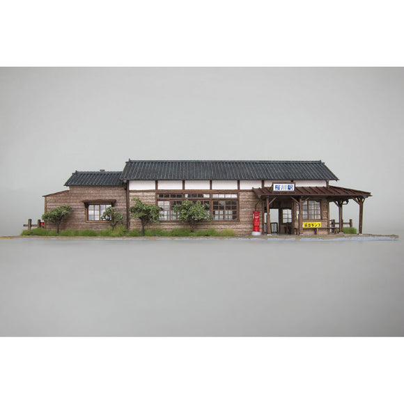 Casa de estación de madera Estación Sakuragawa: Takumi Diorama Craft House - Producto terminado HO (1:80) 1008