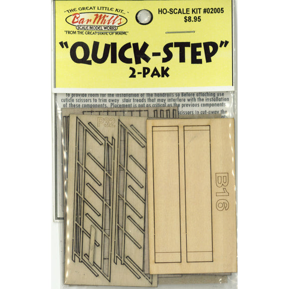 Quick-Step (wooden stairs) 2-pack: Bar Mills unpainted kit HO(1:87) 2005