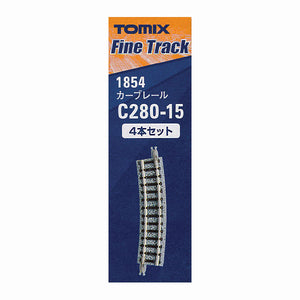 1854 Fine Tracks Curve Rail C280-15(F) (Set of 4) : Tomytec Railroad Track N(1:150)