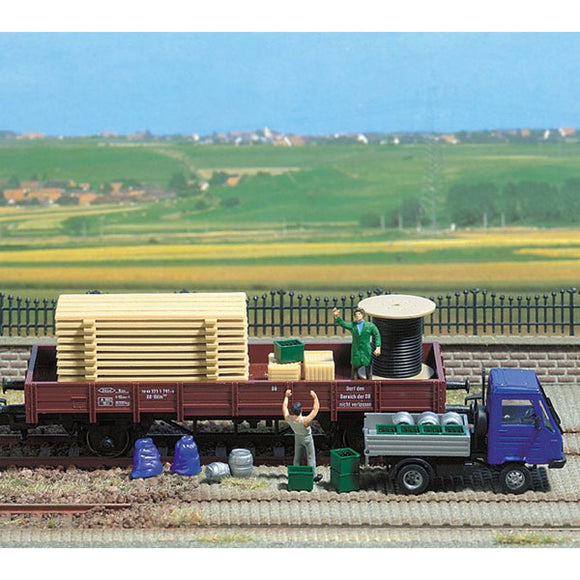Cargo sets (kegs, crates, beer cases, pallets, wire rolls): Busch kit HO (1:87) 1132