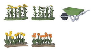 Tulips and Daisies in a Flowerbed : Bushes Finished HO(1:87) 1231
