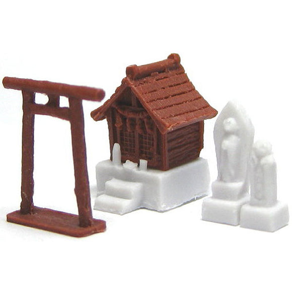 Old Shrine with Torii and Jizo-san : YSK Unpainted Kit N (1:150) Part 210