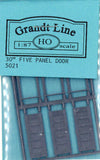 Puerta de madera 5 paneles: Grant Line kit sin pintar (piezas) HO(1:87) 5021