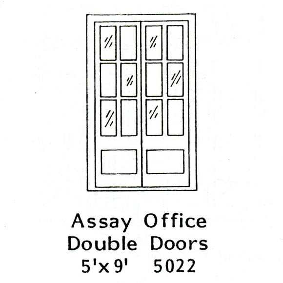 Wooden Door Office Double Door : Grant Line Unpainted Kit (Parts) HO(1:87) 5022