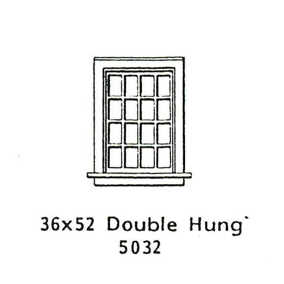 Double-hung Western-style window frame: Grantline unpainted kit HO (1:87) 5032