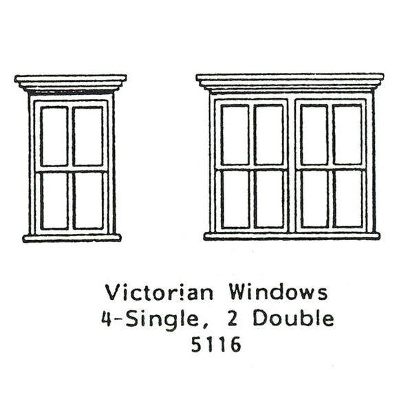 Ventana de estilo occidental Marco de ventana victoriana: Grant Line Kit sin pintar (piezas) HO(1:87) 5116