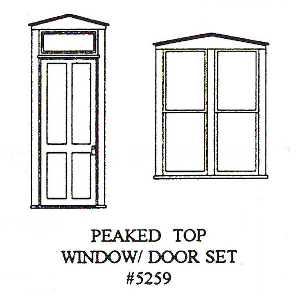 Conjunto de puerta y ventana de techo triangular estilo occidental: Grantline Kit sin pintar (piezas) HO(1:87) 5259