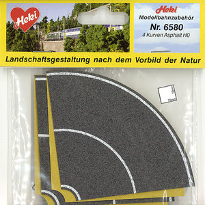 Paved road, asphalt, for curves, HO size: Heki, painted material, HO (1:87) 6580