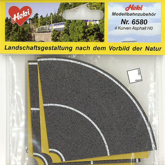 Carretera pavimentada, asfalto, para curvas, tamaño HO: Heki, material pintado, HO (1:87) 6580