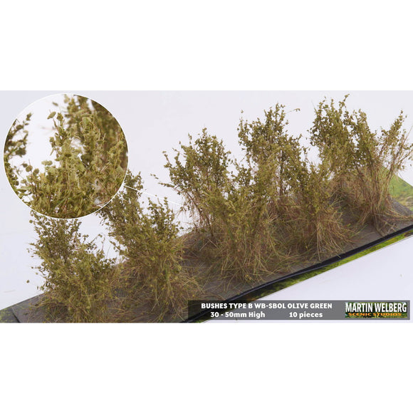 Bush B, stock type, height 40mm, olive green, 10 plants : Martin Uhlberg Non-scale WB-SBOL