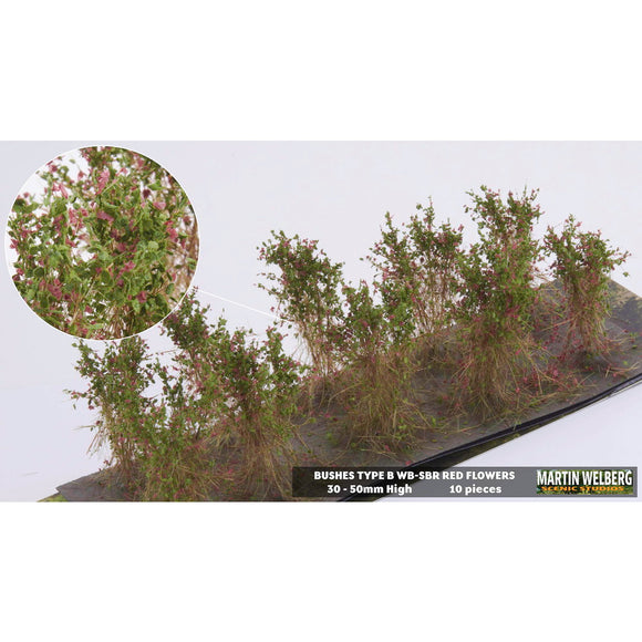 Bush B, stock type, height 40mm, red, 10 plants : Martin Wuerlberg Non-scale WB-SBR