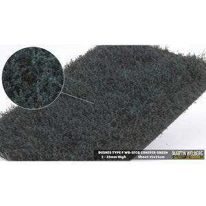 Bush F, grass type, 15mm height, conifer green : Martin Uhlberg Non-scale WB-SFCG