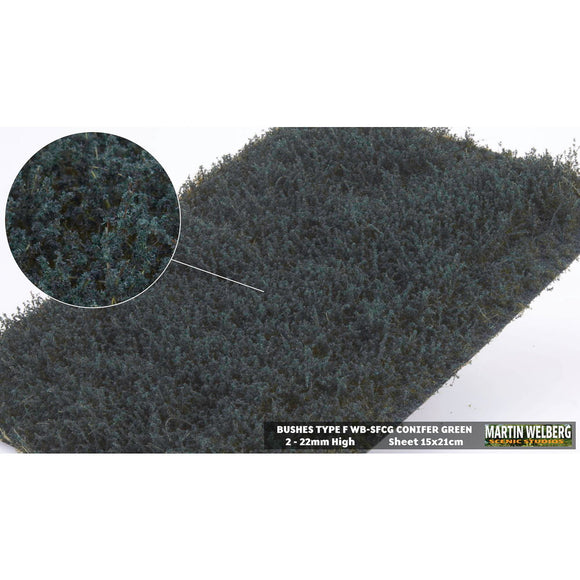 Arbusto F, tipo hierba, 15 mm de altura, verde conífera: Martin Uhlberg Sin escala WB-SFCG