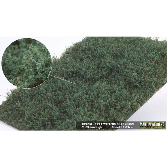 Bush F - Grass type - 15mm high - Hazy Green : Martin Uelberg Non-scale WB-SFHG