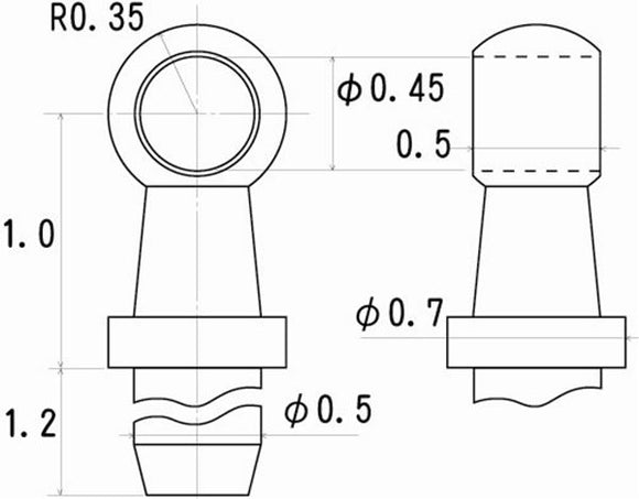 Perillas de pasamanos, altura 1,0 mm, para líneas de 0,4 mm, paquete de 6: Sakatsuo detallado, sin escala 5001