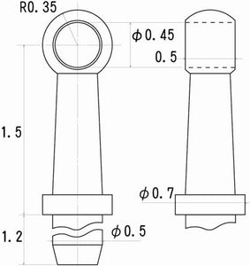 扶手旋钮，高度 1.5 毫米，适用于 0.4 毫米线，每包 6 个：Sakatsuo 细节，无比例 5003