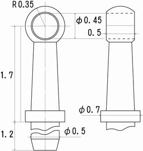 Perillas de pasamanos, altura 1,7 mm, para líneas de 0,4 mm, paquete de 6 : Sakatsuo Detailing Non-scale 5004