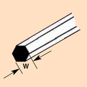 六角和六角棒 2.0 x 250 mm : Plastruct 塑料材料，无刻度 90875