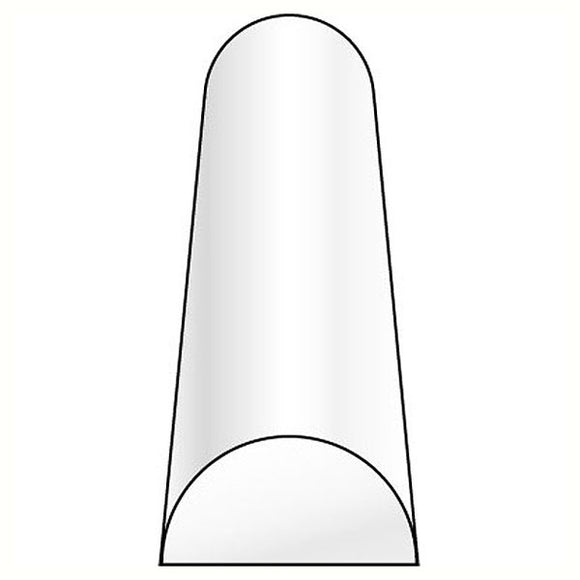 Semi-circular (half round bar) 1.6 x 3.2 x 250 mm: Plastruct plastic material, non-scale 90884