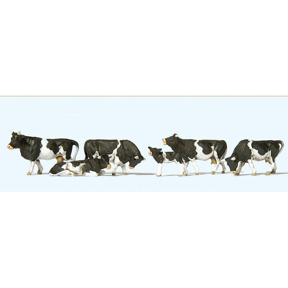 6 vacas (Holstein blanco y negro): Preiser - Painted HO(1:87) 10145