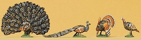 Turkey and Peacock : Preiser - Painted HO (1:87) 10166