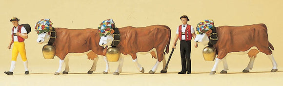 Cowherd and Cow: Preiser - Painted HO (1:87) 10404