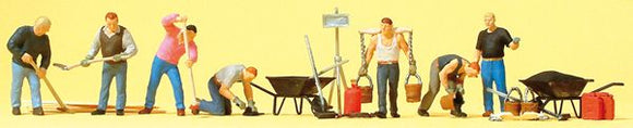 People Working on the Road : Preiser - Painted Finish HO(1:87) 10546