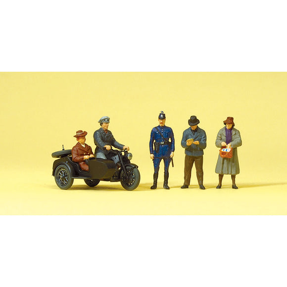 1950's Passerby and Sidecar Car: Preiser, Pre-painted HO (1:87) 10565
