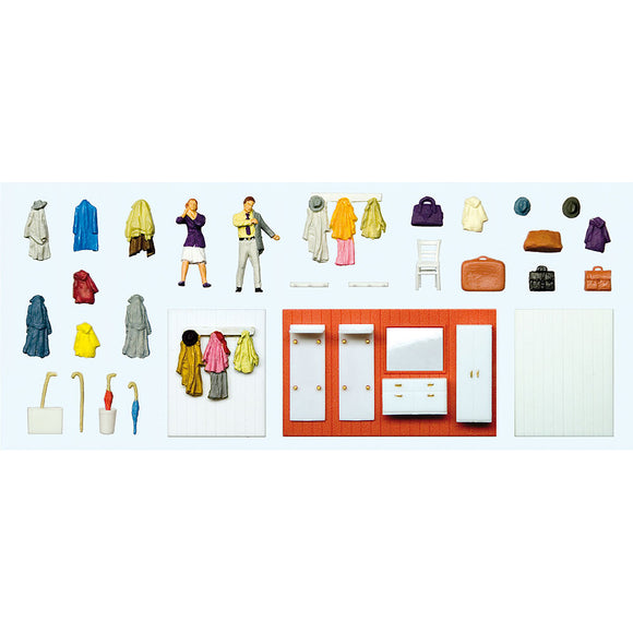 Preparing to go out Cloakroom furniture: Preiser, painted, complete HO (1:87) 10658