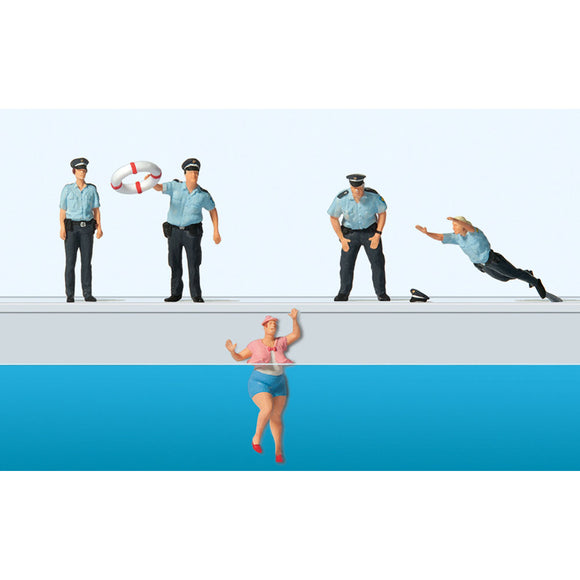 Policía de rescate acuático: Preiser - Acabado pintado HO(1:87) 10744