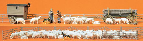 Superset - 80 Sheep and Shepherd: Preiser - 成品 HO (1:87) 13003