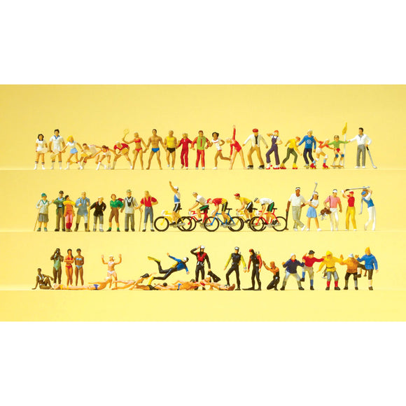 60 personas practicando varios deportes : Preiser - pintado HO(1:87) 13005